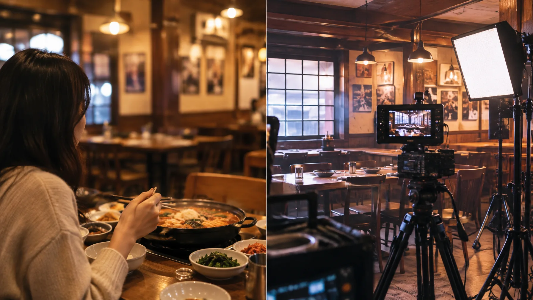 A restaurant visit is different from a filming stop